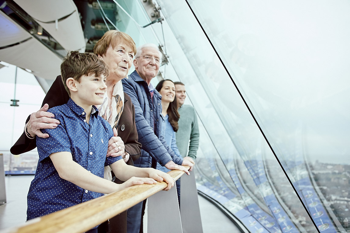 Family looking at the view from Spinnaker Tower