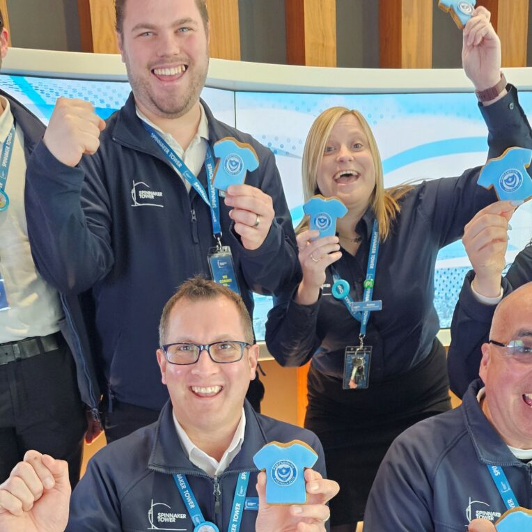 The Spinnaker Tower Team celebrating Portsmouth Football Club's promotion