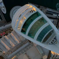 Drone shot looking directly down from the top of Spinnaker Tower Portsmouth