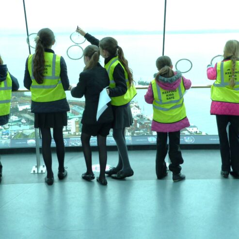 Children on an educational schools visit to Spinnaker Tower Portsmouth