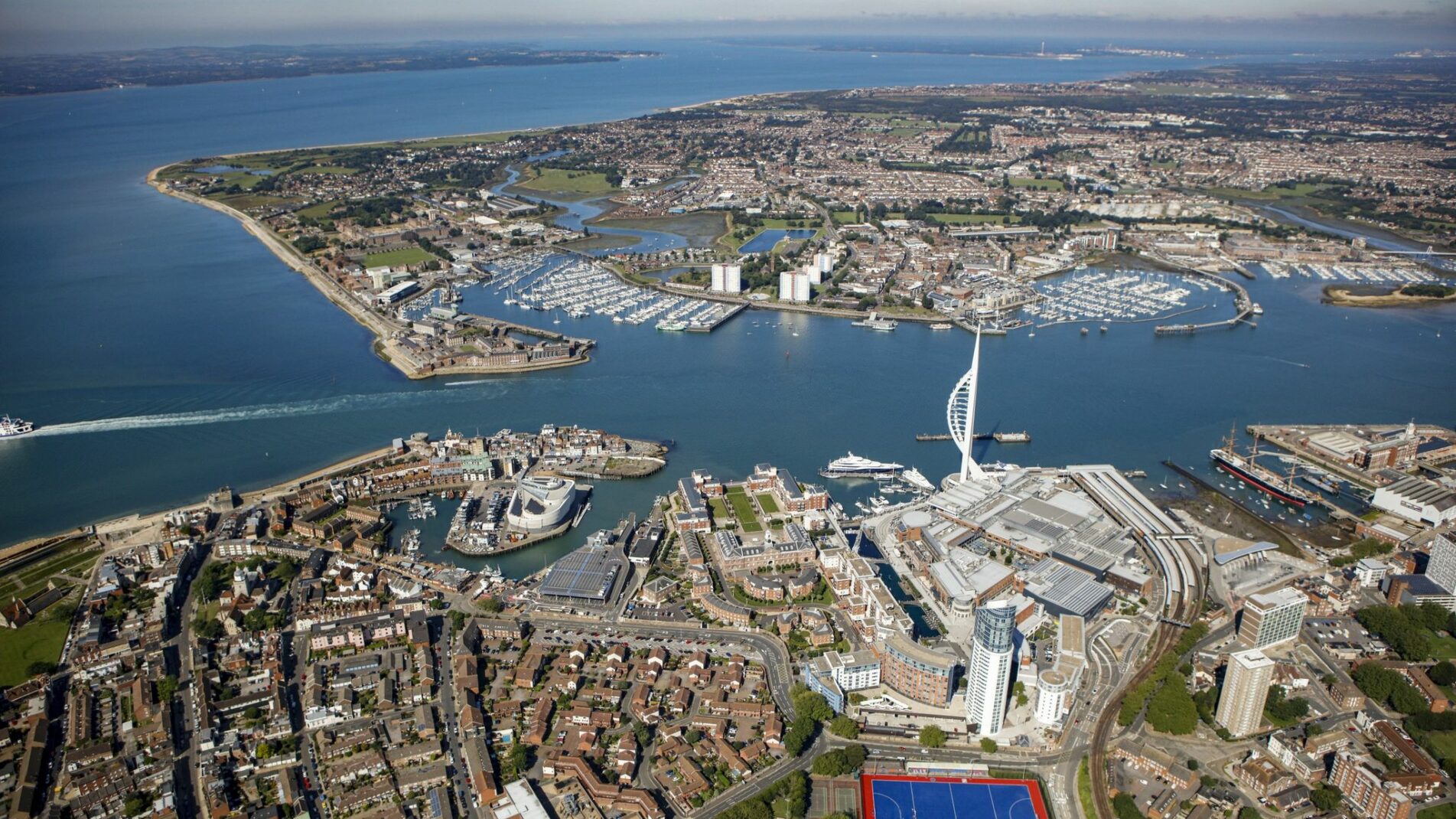 View of Portsmouth & Portsmouth Harbour from an aerial view