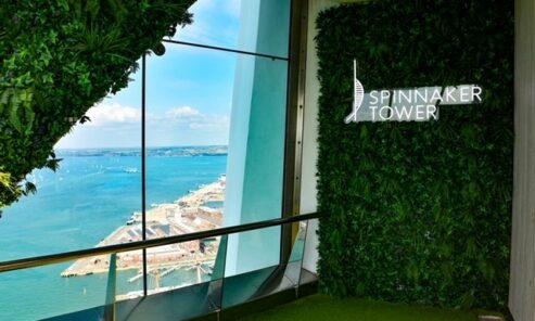 Image showing the Spinnaker sky garden, with views down to the harbour below